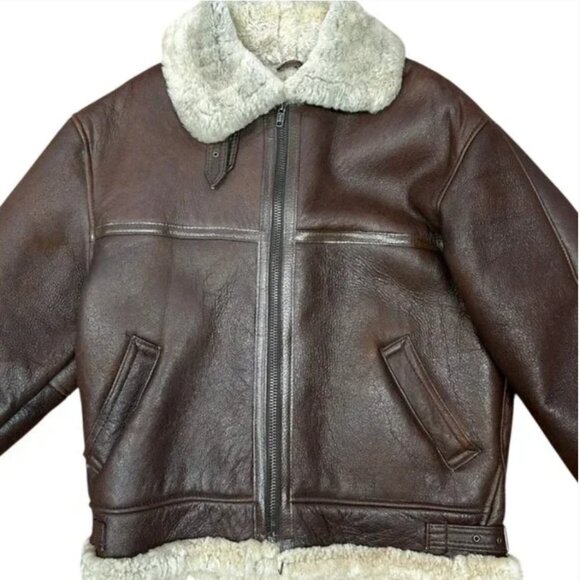 Men's Sheepskin Air Force Bomber Jacket - Picture 1 of 8